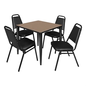 Regency Kahlo 30&quot Square Breakroom Table-Oak/Black/4 Stack Chairs-Black