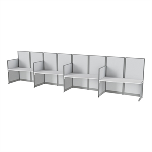 Regency 63&quotH x 129&quotW 4 Person In-Line Cubicle Panel Workstation-Pure White