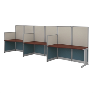 Regency 63&quotH x 129&quotW 3 Person In-Line Cubicle Panel Workstation-Hansen Cherry