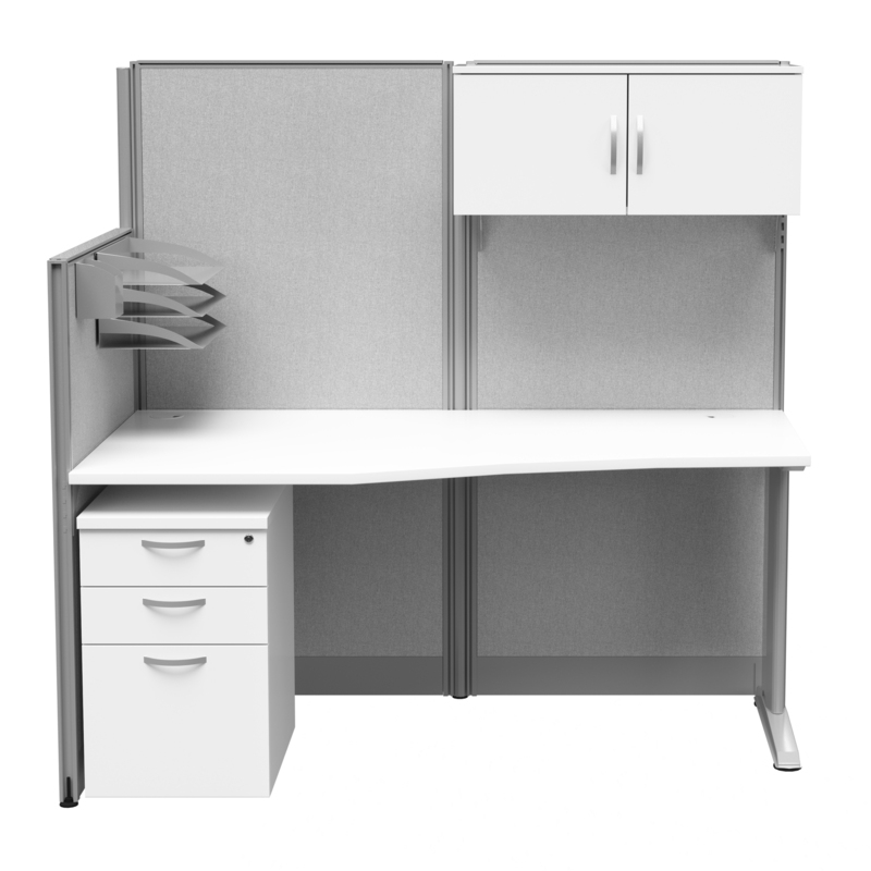 Regency 65W x 33D Straight Workstation Panel with Storage in Pure White