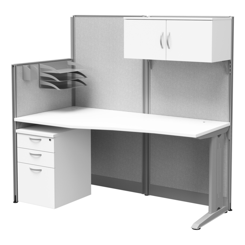 Regency 65W x 33D Straight Workstation Panel with Storage in Pure White