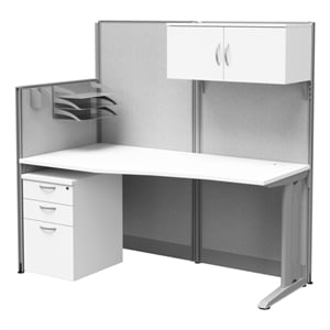 Regency 65W x 33D Straight Workstation Panel with Storage in Pure White