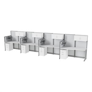 Regency 63&quotH x 129&quotW 4 Person In-Line Panel Workstation w/ Storage-Pure White