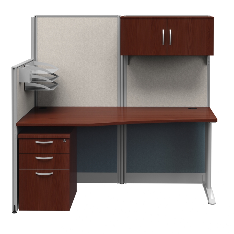 Regency 65W x 33D Straight Workstation Panel with Storage in Hansen Cherry