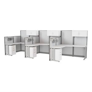 Regency 63&quotH x 193&quotW 3 Person L-Shaped Panel Workstation w/Storage-Pure White