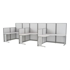 Regency 63&quotH x 193&quotW 3 Person L-Shaped Cubicle Panel Workstation-Pure White