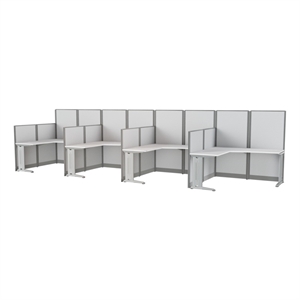 Regency 63&quotH x 129&quotW 4 Person L-Shaped Cubicle Panel Workstation-Pure White