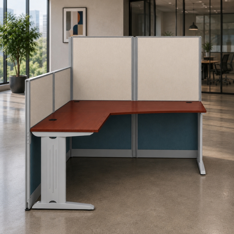 Regency 65W x 65D L-Workstation with Panel -Hansen Cherry