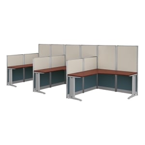 Regency 63&quotH x 193&quotW 3 Person L-Shaped Cubicle Panel Workstation-Hansen Cherry