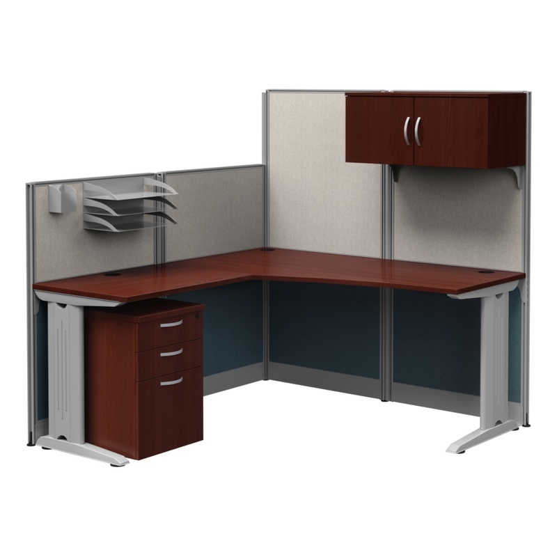 Regency 65W x 65D L-Workstation Panel with Storage & Accessory Kit-Hansen Cherry
