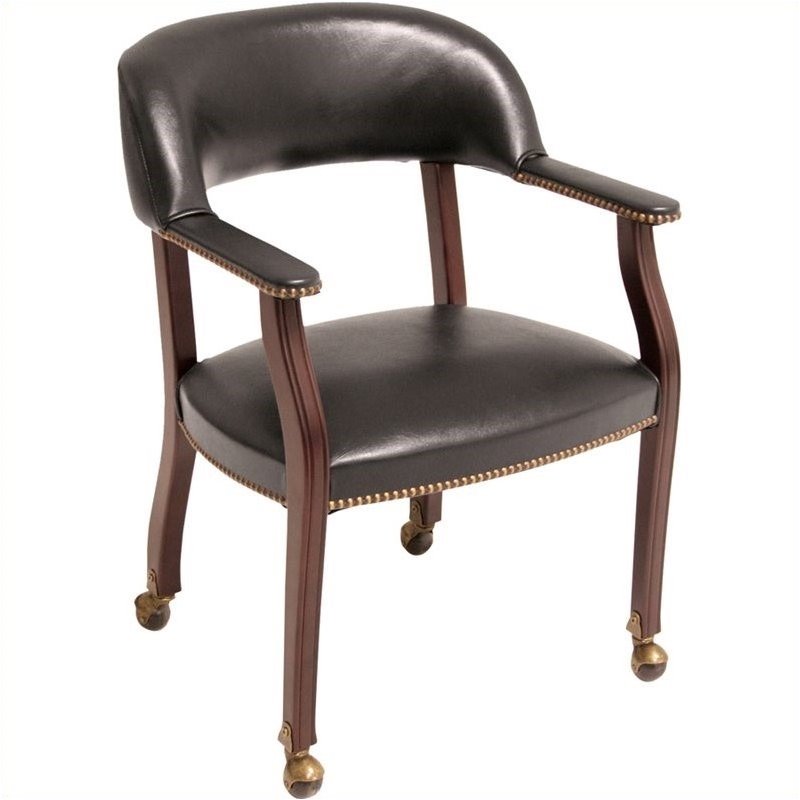 Regency Ivy League Captain Guest Chair with Casters in Black
