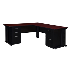 Regency Fusion 72&quot Double Pedestal L-Desk with 42&quot Return in Mahogany