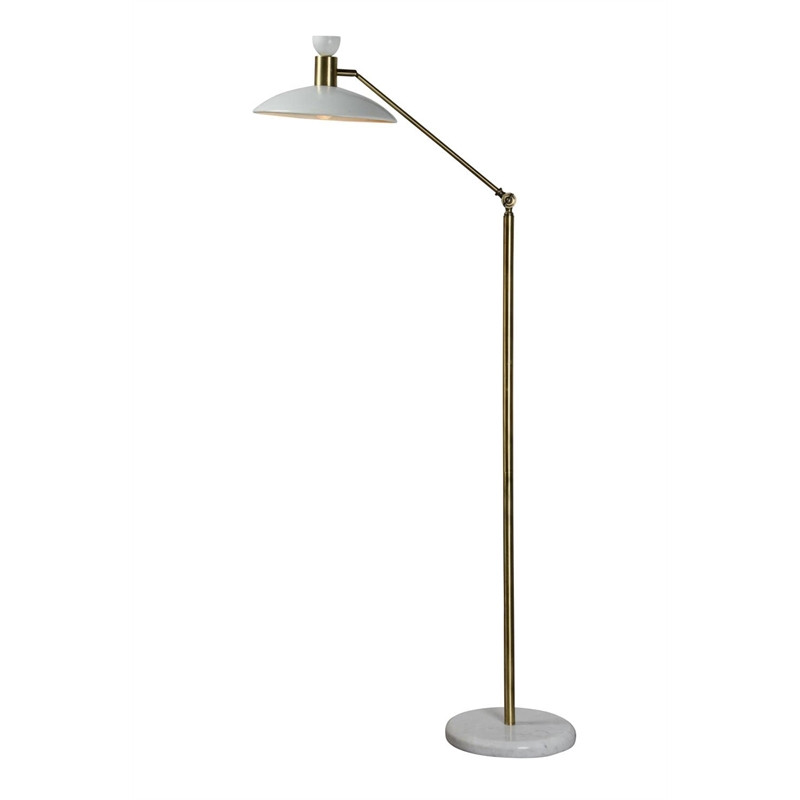 Renwil Troilus Modern Floor Lamp in Matte White and Brass