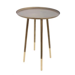 Renwil Pawn Mid-Century Iron Accent Table in Antique Brass