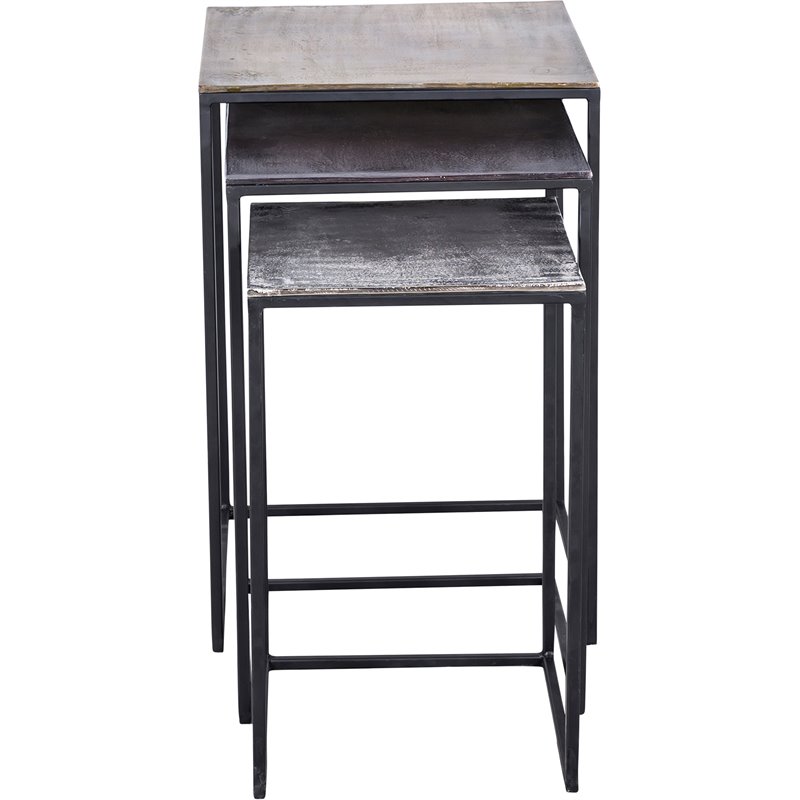 Renwil Authentic Eclectic Threefold 3 Piece Accent Nesting Table Set