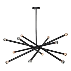 Renwil Clemente 12-Light Hardwired Modern Metal Ceiling Fixture in Black