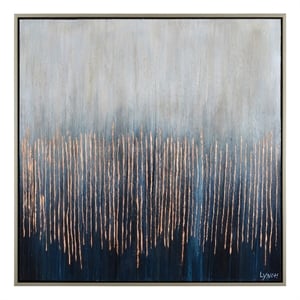 Renwil Flynn 50x50&quot Modern Fabric Hanging Wall Canvas Art in Blue & Bronze