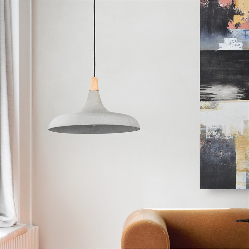 Renwil Viola-May 1-Light Modern Steel Metal Ceiling Fixture in Gray & Natural