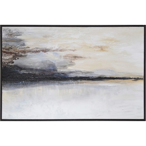 Renwil Warran 40x60&quot Modern Cotton Hanging Wall Canvas Art in Gray & Black