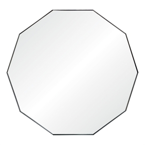 Renwil Christian 48&quot Decagonal Modern Glass Accent Wall Mirror in Clear