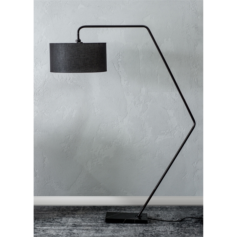 Renwil Penelin 1-Light Modern Metal & Linen Floor Lamp in Black