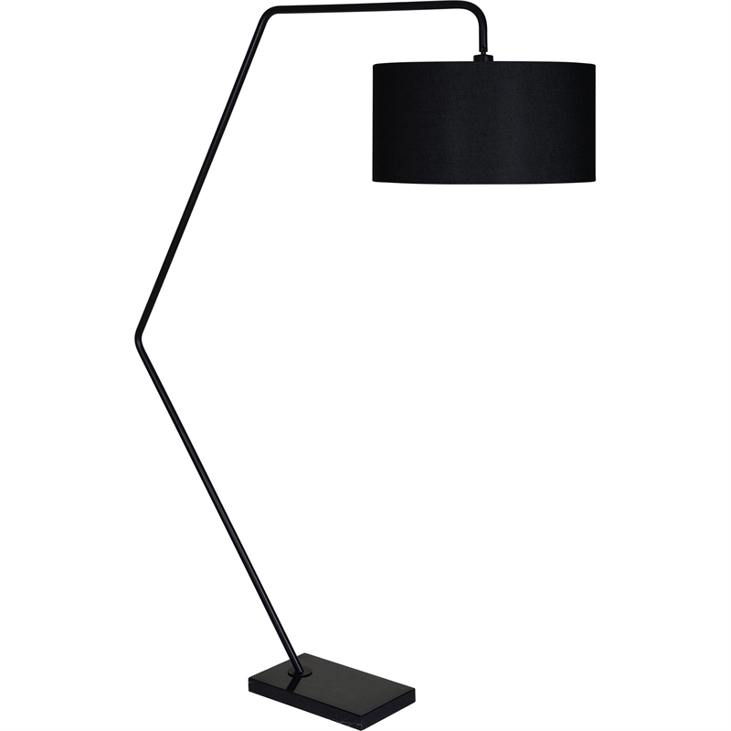 Renwil Penelin 1-Light Modern Metal & Linen Floor Lamp in Black