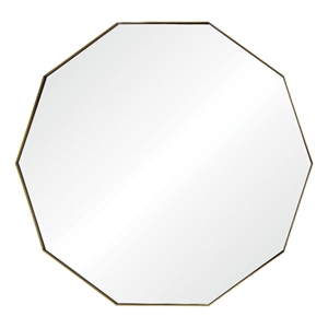 Renwil Cruz 40&quot Decagonal Modern Glass Accent Wall Mirror in Clear