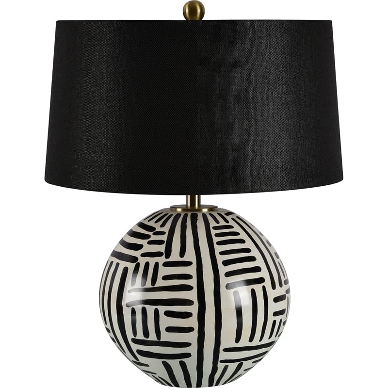 Renwil Milka 1-Light Modern Iron Metal Table Lamp in Cream & Black