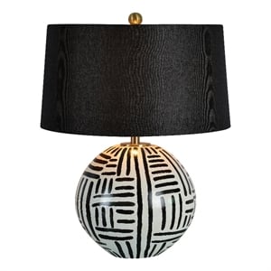 Renwil Milka 1-Light Modern Iron Metal Table Lamp in Cream & Black