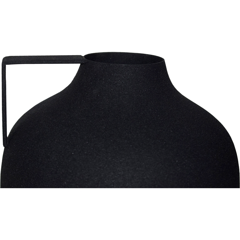 Renwil Roove Modern Iron Metal Decorative Vase in Matte Black (Set of 2)