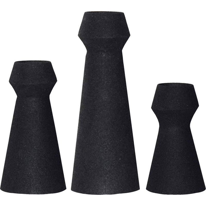 Renwil Granfeld Modern Iron Metal Decorative Vase in Black (Set of 3)