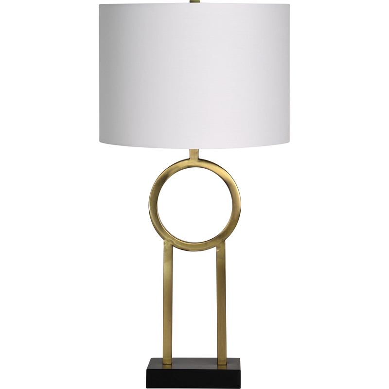 Renwil Burlington 1-Light Modern Metal Table Lamp in Brass & White (Set of 2)