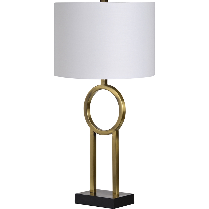 Renwil Burlington 1-Light Modern Metal Table Lamp in Brass & White (Set of 2)
