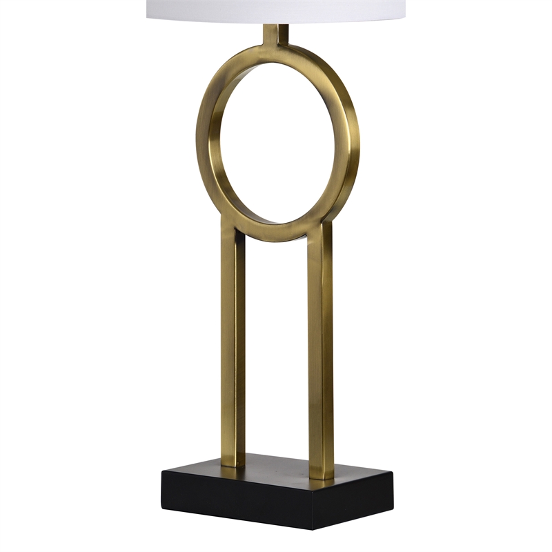 Renwil Burlington 1-Light Modern Metal Table Lamp in Brass & White (Set of 2)