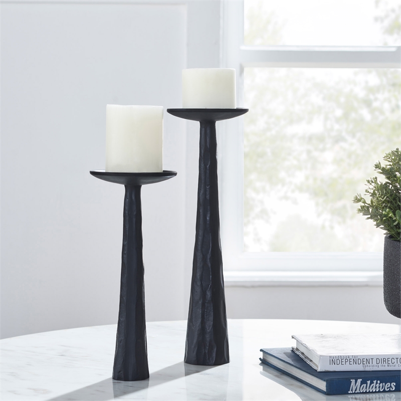 Tilde Indoor Aluminum Candle Holder Matte Black