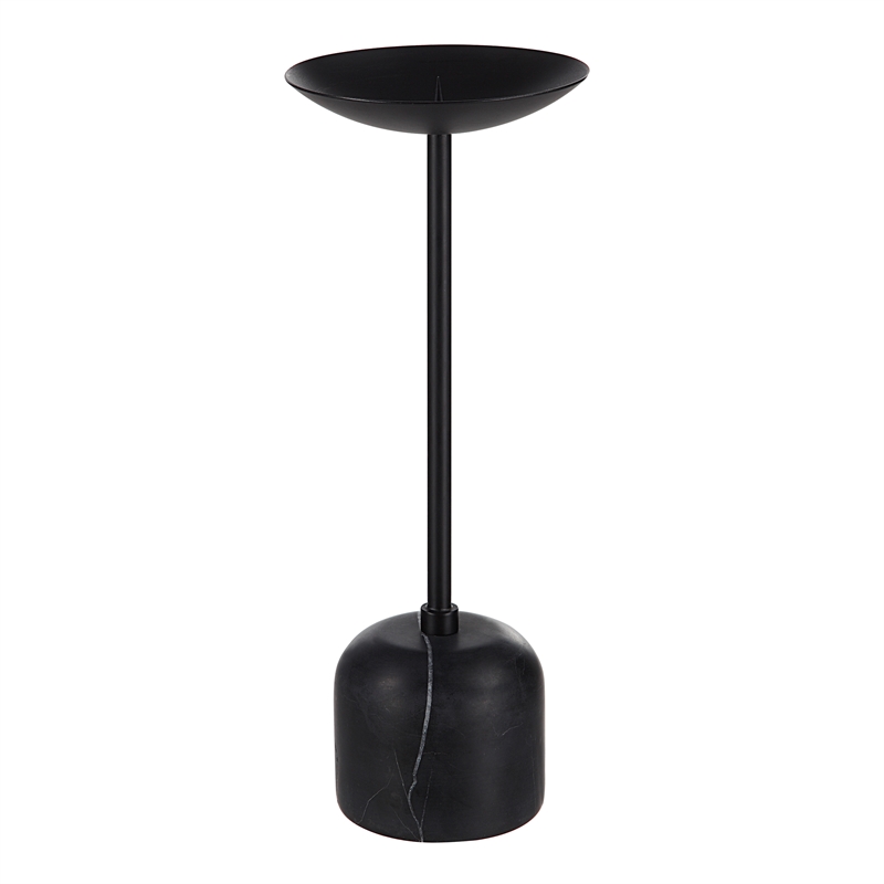 Uma Indoor Iron Set Of 2 Pillar Candle Holder Matte Black