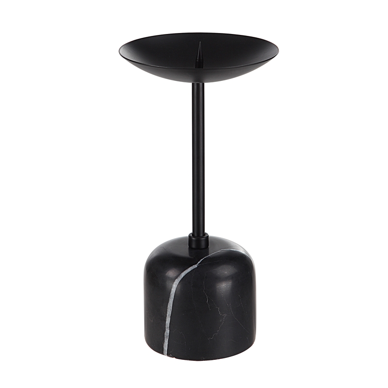 Uma Indoor Iron Set Of 2 Pillar Candle Holder Matte Black