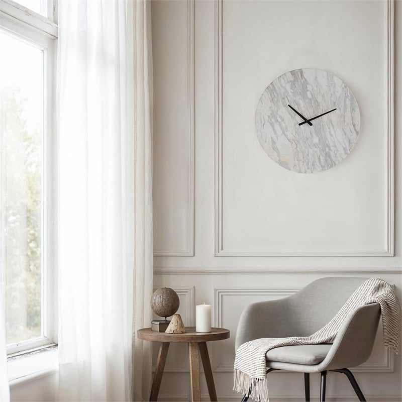 Dayton Wall Clock Honed White