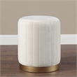 Baylor Indoor Poly-Velvet Ottoman Off White