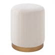 Baylor Indoor Poly-Velvet Ottoman Off White