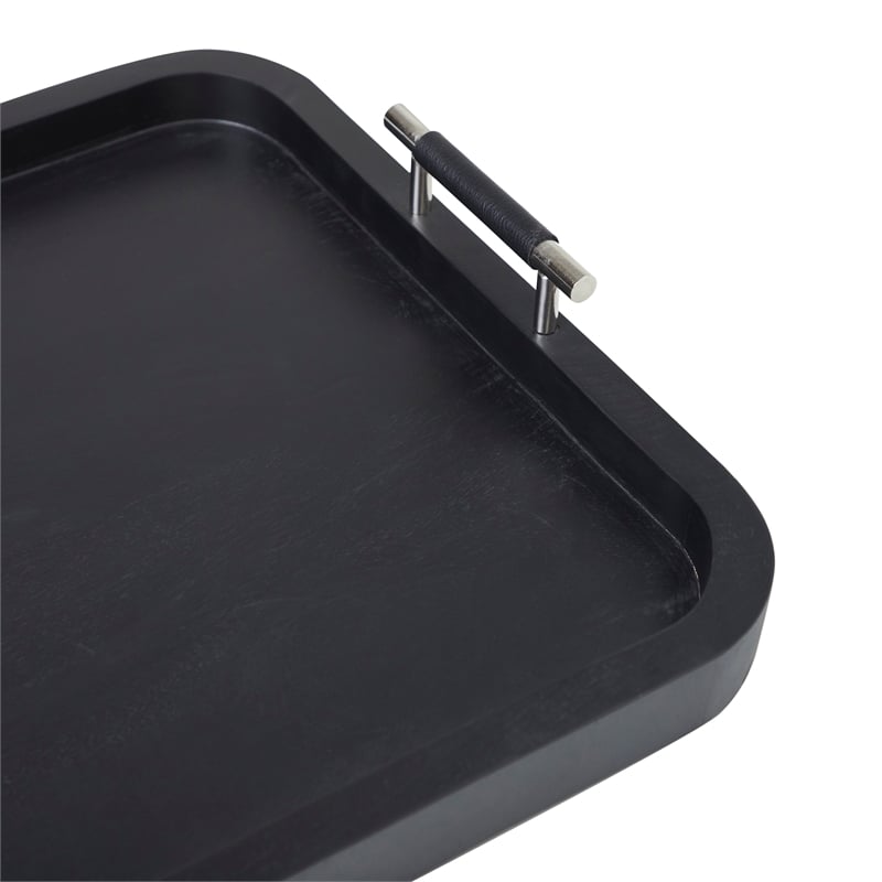 Hudson Indoor Mango Wood Tray Black