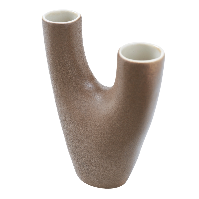 Garnier Indoor Ceramic Stoneware Small Vase Textured Brown