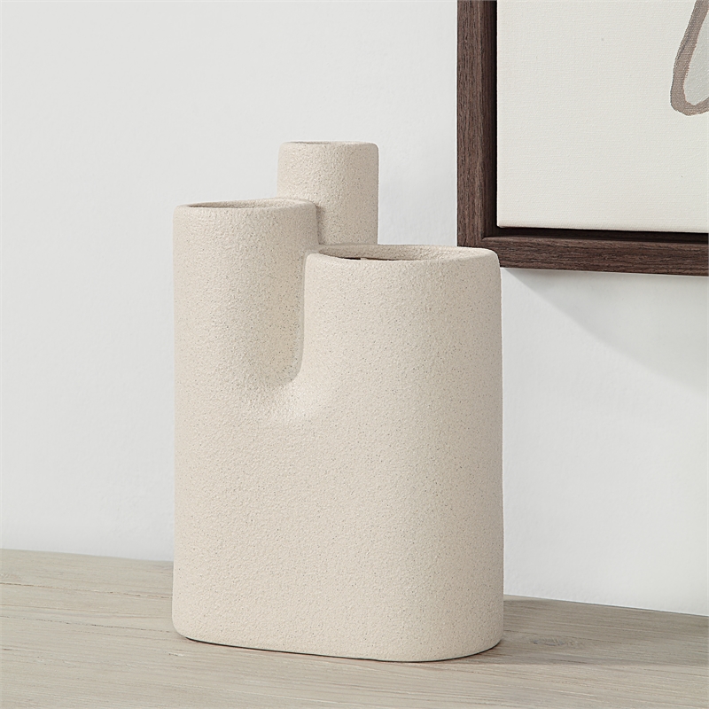 Fontaine Indoor Ceramic Vase Textured Matte Ivory