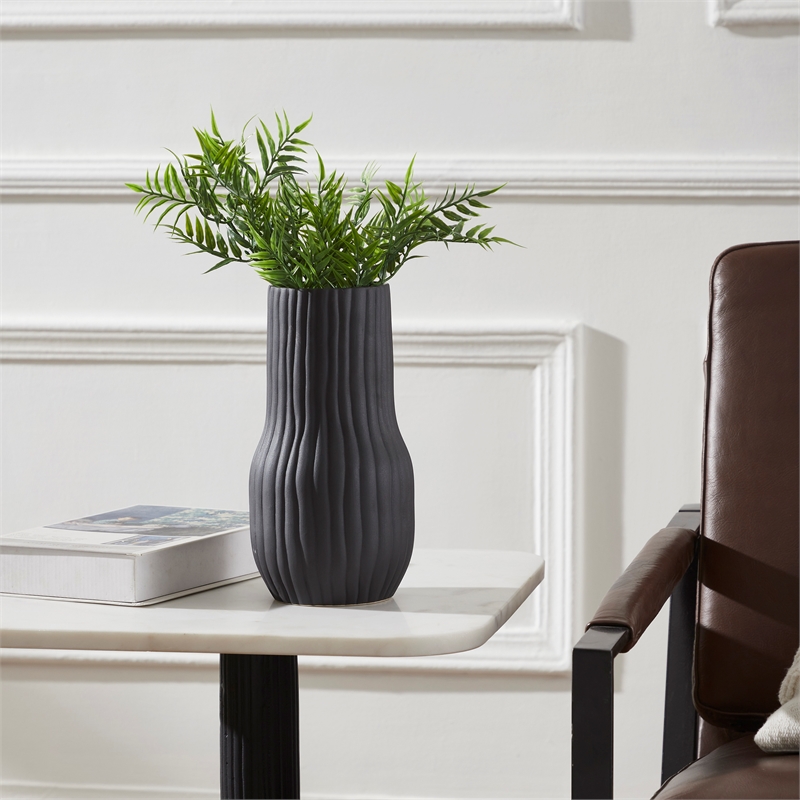 Nocera Indoor Ceramic Stoneware Vase Matte Black