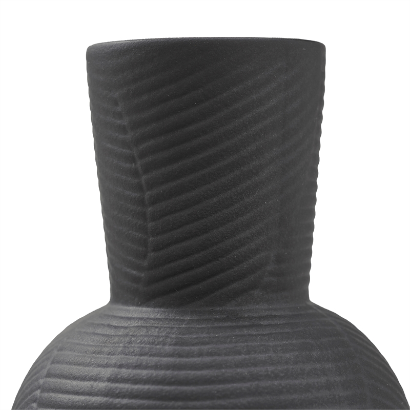 Icarus Indoor Ceramic Stoneware Vase Matte Black
