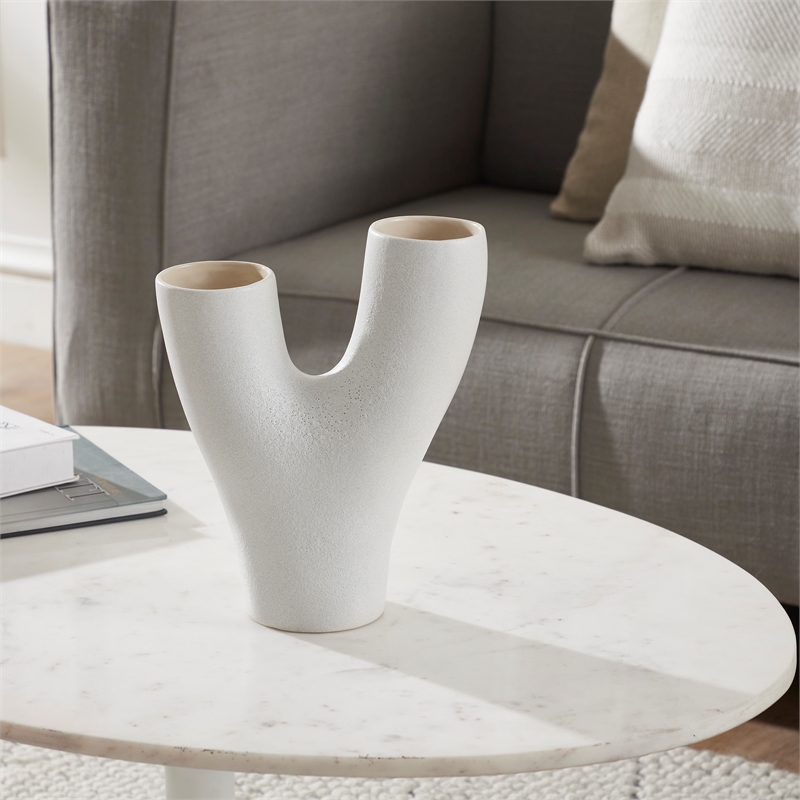 Jocasta Indoor Ceramic Stoneware Large Vase Textured Matte Off White
