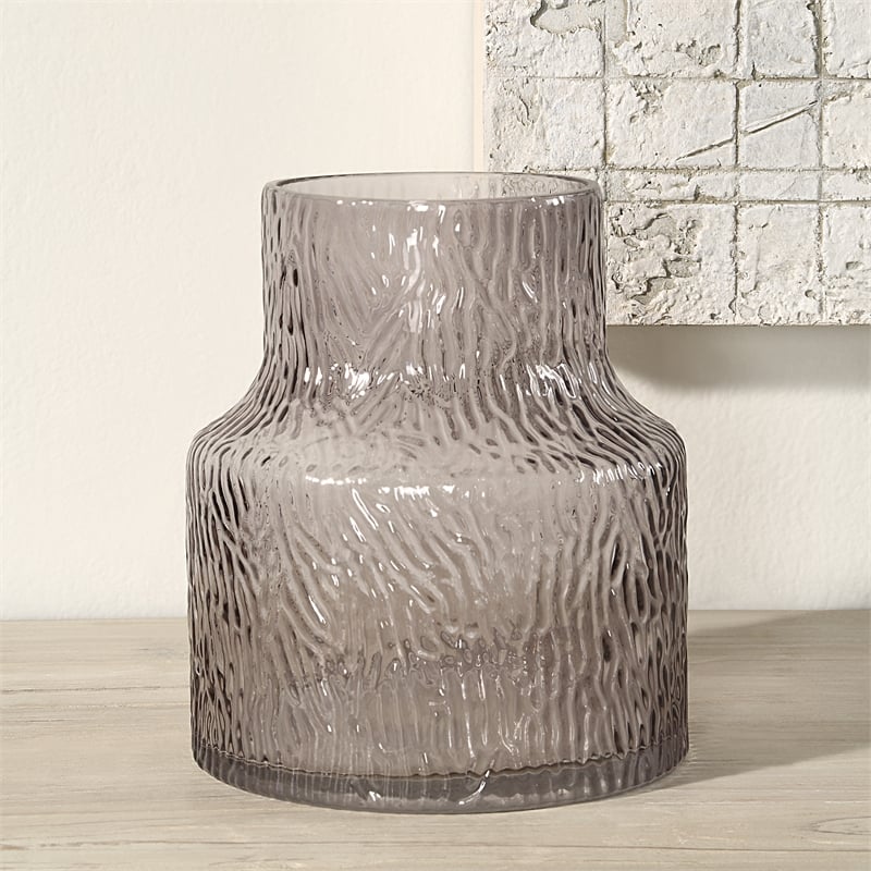 Hyacinth Indoor Mouth Blown Glass Glass Vase Grey Texture