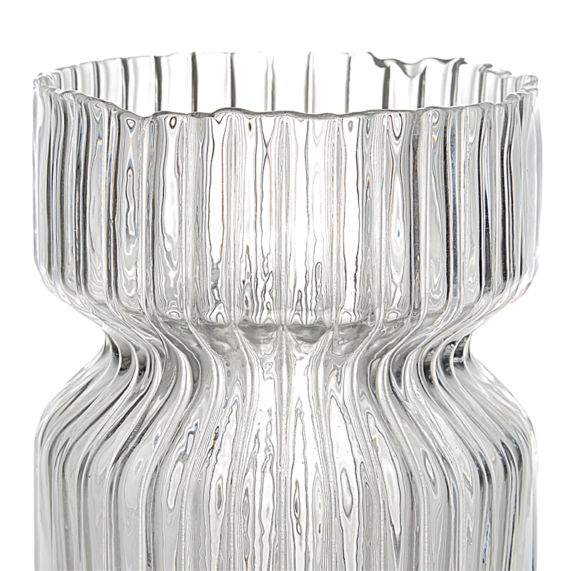 Gladys Indoor Mouth Blown Glass Glass Vase Clear Fluted
