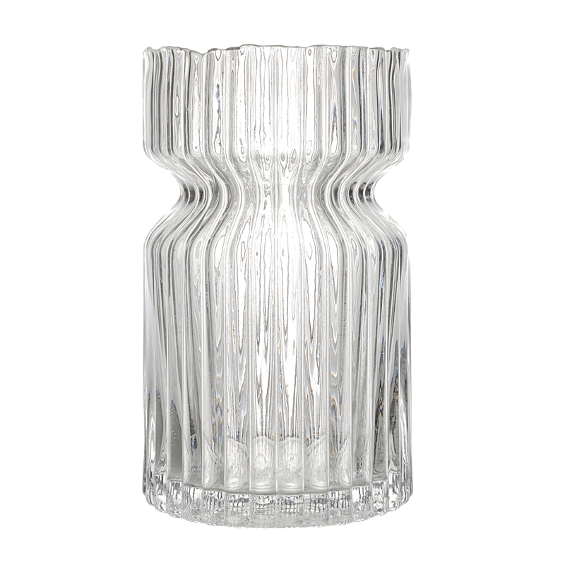 Gladys Indoor Mouth Blown Glass Glass Vase Clear Fluted