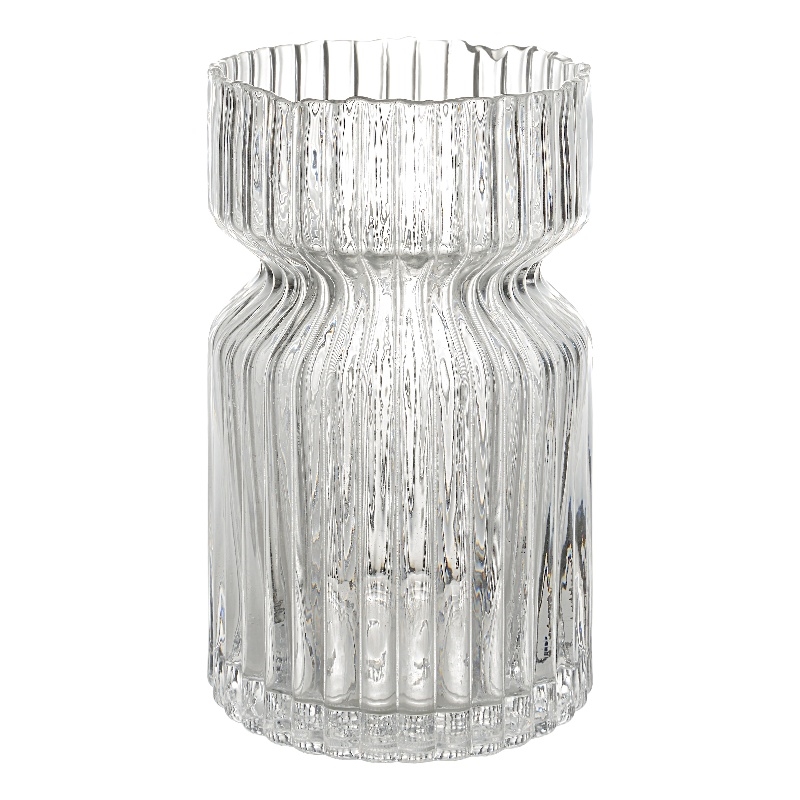 Gladys Indoor Mouth Blown Glass Glass Vase Clear Fluted